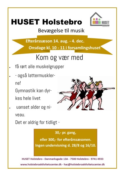 Bevægelse til musik, motion, gymnastik, gymnastik kan dyrkes hele livet, alle kan være med, 